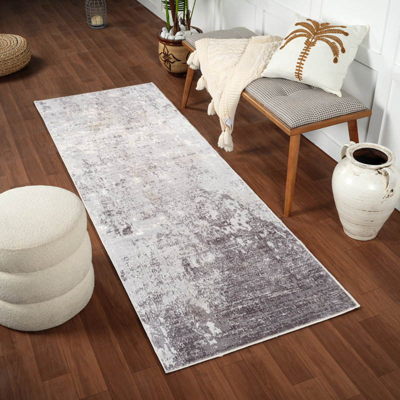 Power Loom Charcoal/White Rug, Runner 80 x 220 cm