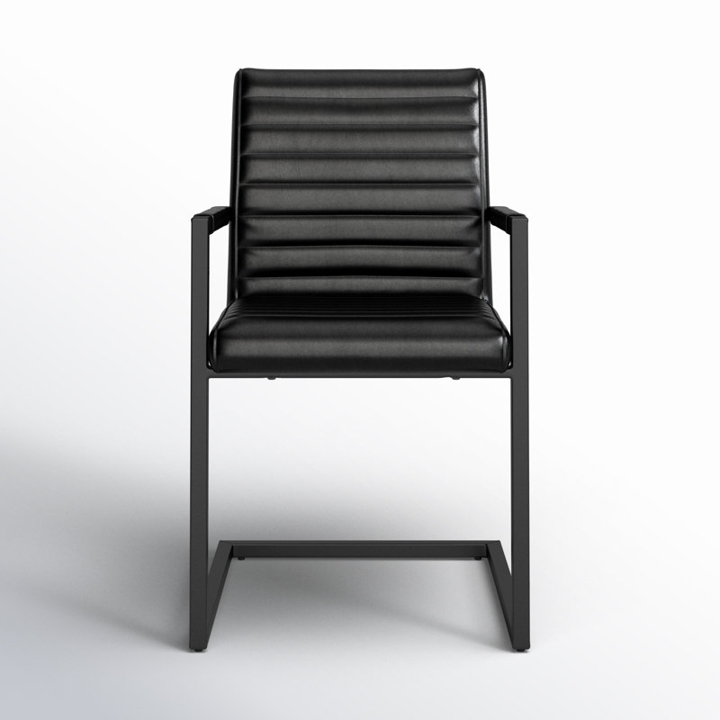 Doxie 19.5'' H Genuine Leather Upholstered Armchair, Black