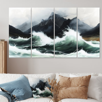 «Stormy Seas Mountain Landscape I», ensemble d'art mural sur toile