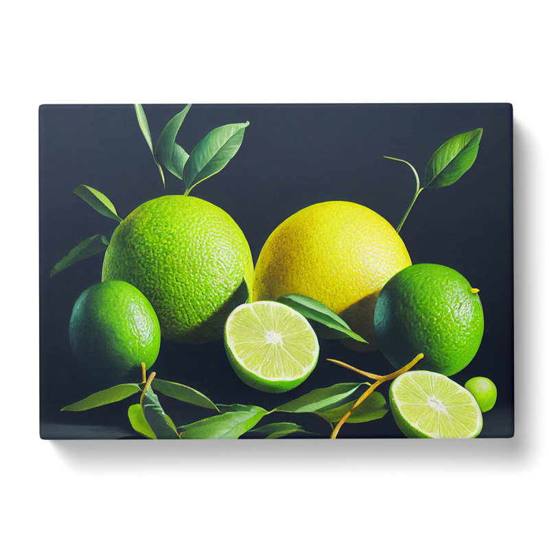 Lemon Lime Citrus Fruits - Wrapped Canvas, 35cm H x 50cm W x 3cm D