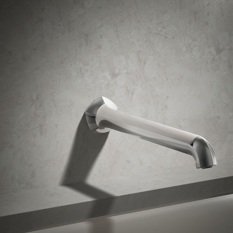 Wall-Mount 12 In. Bath Spout With Straight Design, Polished Chrome