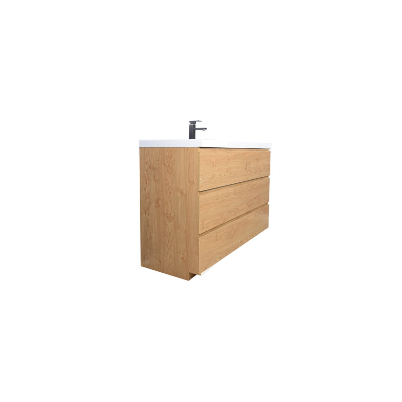Korrina 47.25'' Single Bathroom Vanity with Plastic Top, English Oak