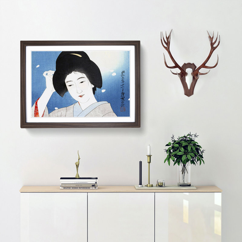 Under the Moonlight by Ito Shinsui - Picture Frame Painting Print, 36cm H x 27cm W x 2cm D, Walnut Framed