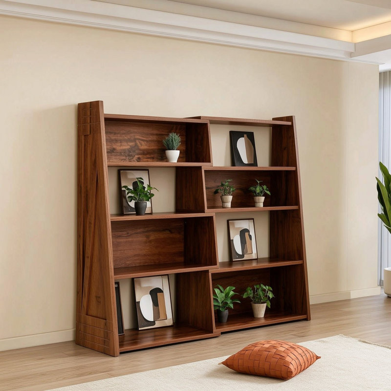 4 Tier Foldable Bookshelf, Natural Wood