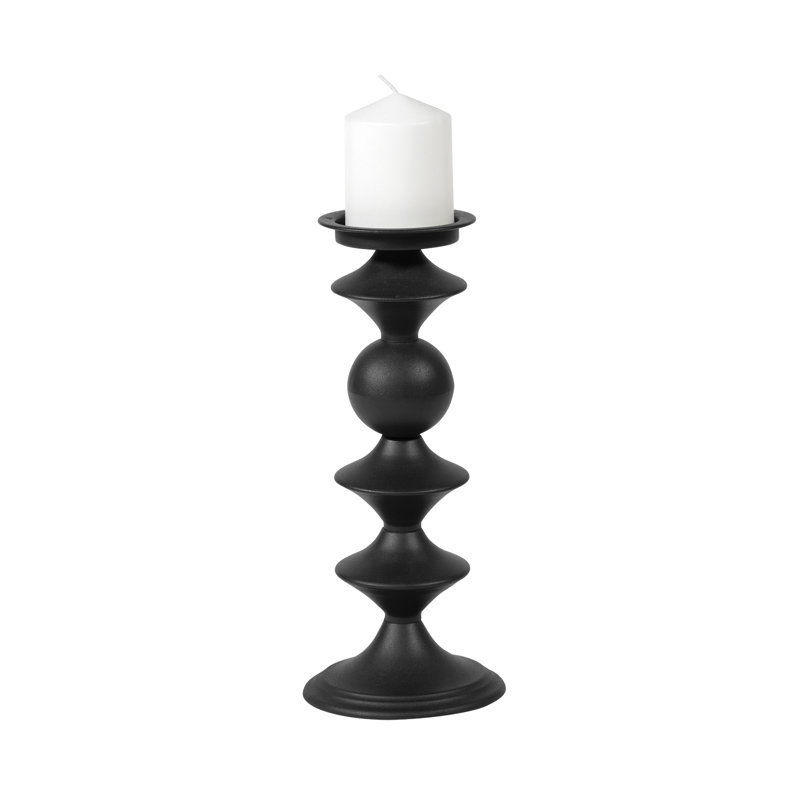Candelero Metal Tabletop Candlestick, 13.25" H x 5.5" W x 5.5" D