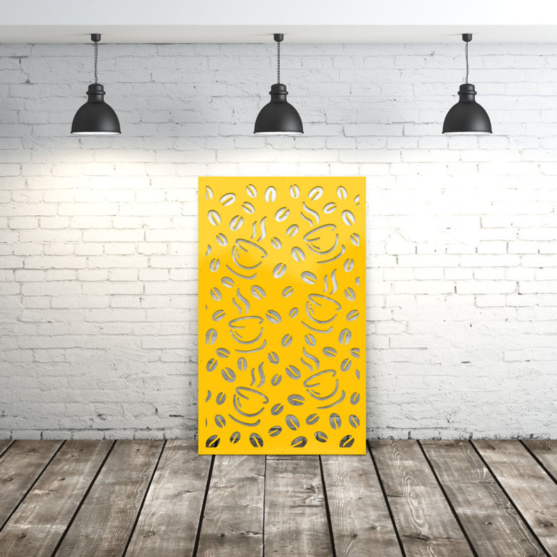 Coffee Panel Style 1 Aluminum Laser-Cut Privacy Screen Panel  – Powder-Coated Outdoor Metal Wall Art, Decorative Garden Fence Privacy Divider