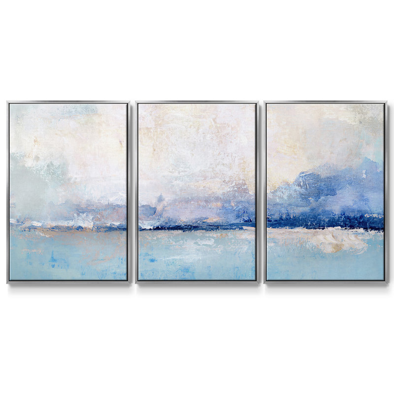Symphony Bay - Multi Piece Framed Canvas, Silver Framed, 24" H x 48" W