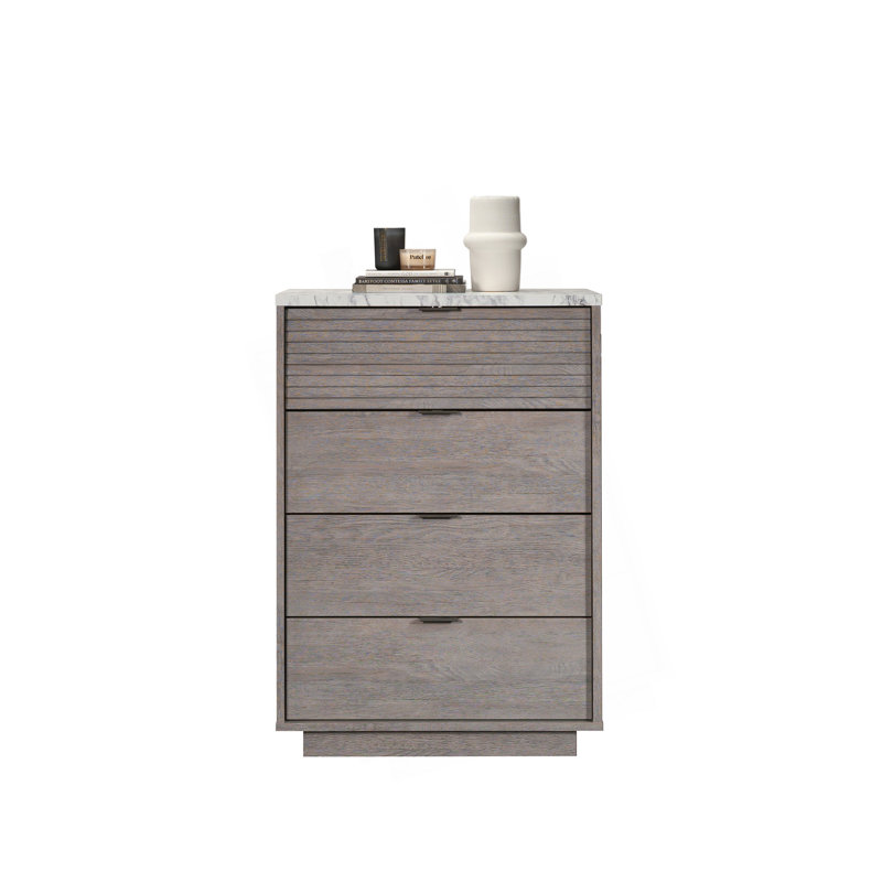 Commode 4 tiroirs, finition brune