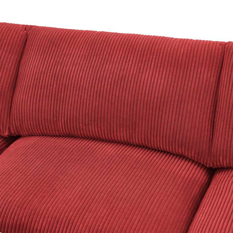 Canapé modulaire réversible en velours côtelé, Red Corduroy, 33" H x 132" W x 94" D, Red