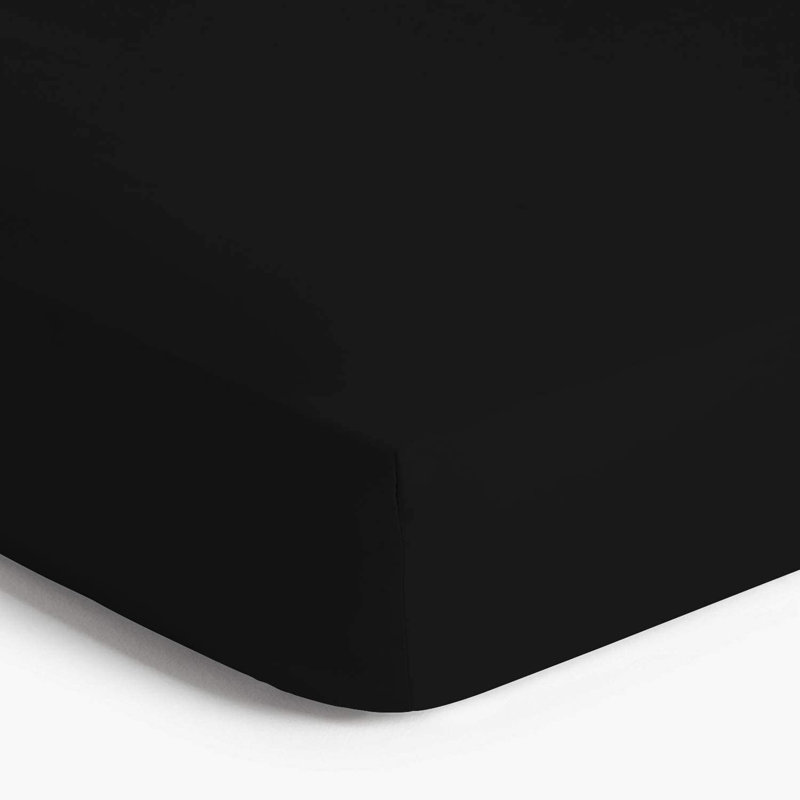 Angelka Microfiber Brushed Deep Fitted Bed Sheet, Black, Kingsize (5')