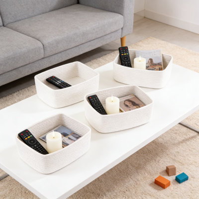 Paquet de 4 paniers de rangement en tissu et bacs de rangement pour tablettes, placards et rangement