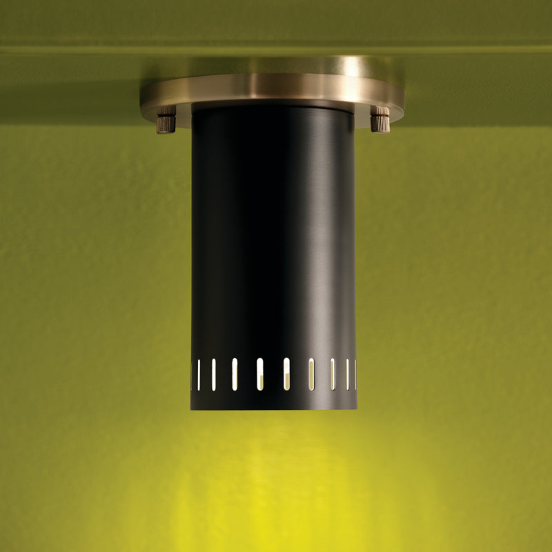 Ruehl 5.50-inch 1-Light Flush Mount in Black with Champagne Bronze Accents, Black