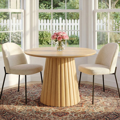 Table de salle à manger moderne moderne 46 "en bois avec piédestal en bois massif
