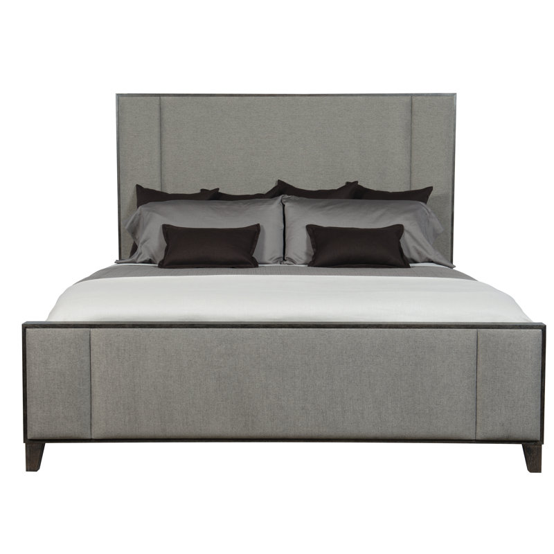 Linea Upholstered Standard Bed, King, Linea - Cerused Charcoal Finish