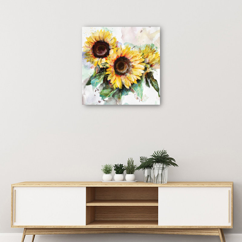 «Sunflower Trio» par Studio Arts, reproduction d'art sur toile, Toile tendue, H 12 po x l 12 po x P 1,5 po