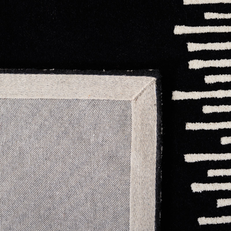 Tapis noir / ivoire en laine / coton touffeté à la main Jarie, Rectangle 10 pi x 14 pi