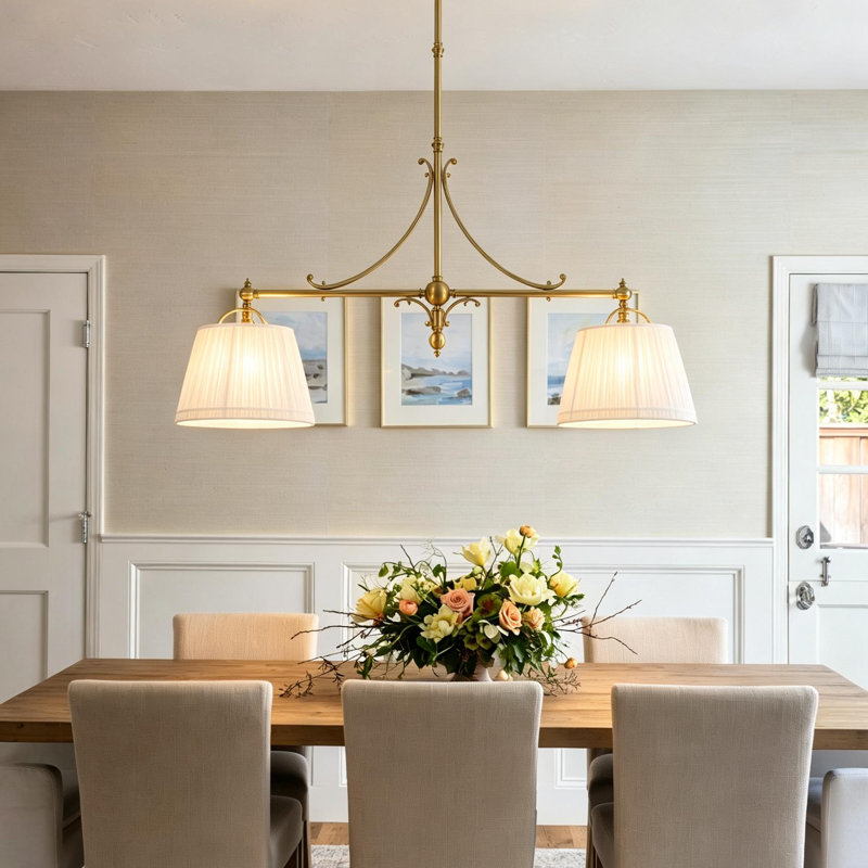 Luminaire suspendu pour îlot de cuisine 2 lumières en tissu
