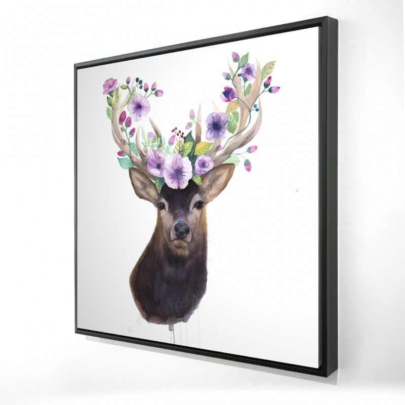 " Roe Deer Head With Flowers "