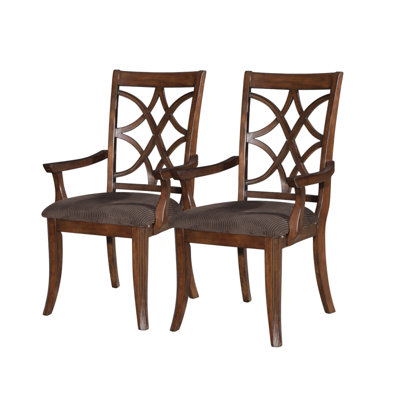  Ensemble de deux chaises de salle à manger rembourrées à dossier ouvert en microfibre et bois massif Remington