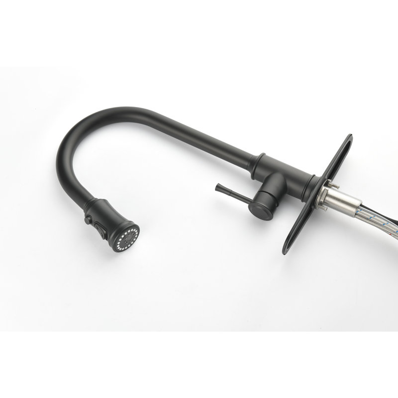 Single Handle Matt Black Kitchen Faucet, Stainless Steel With Pull-Down Spray Functionality For Ease Of Use Sink Faucet In Black, 360 Swivel Effortless Water Flow