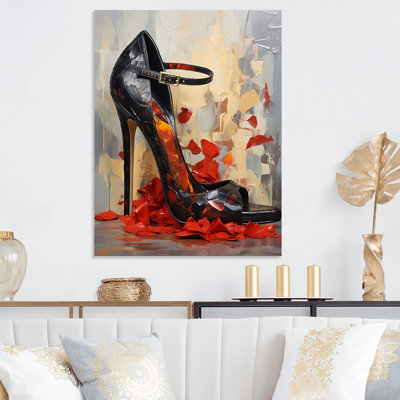 Rouge écarlate et noir Fashion High Heels IV - Fashion High Heels, art mural en métal