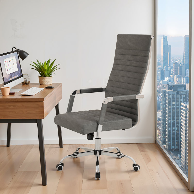 High Back PU Leather Conference Chair, Gray