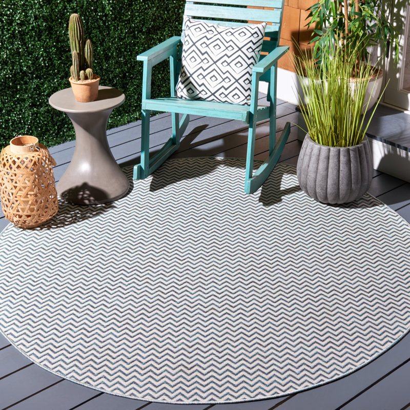 Eckhart Performance Chevron Indoor/Outdoor Area Rug, Round 6'5"