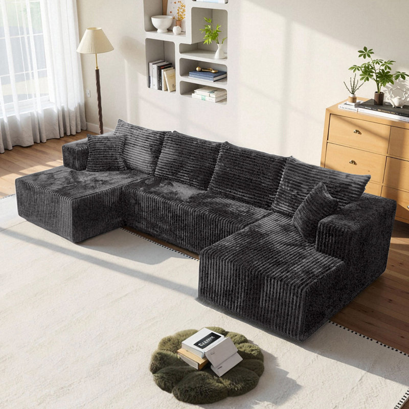 U-Shaped Modular Compression Sofa, Gray
