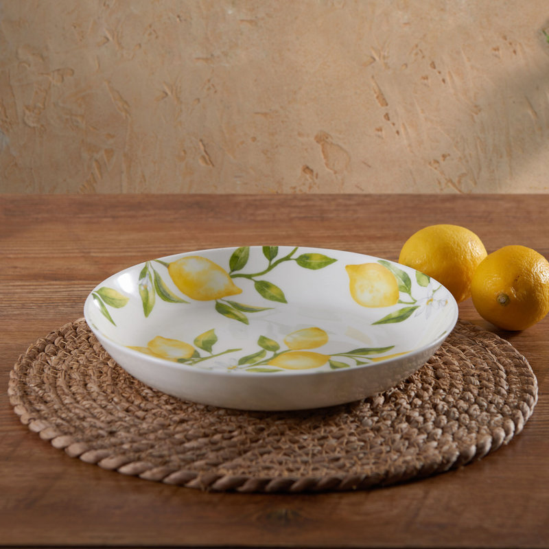 Lemons 8.5 in Bone Chine Pasta Bowls