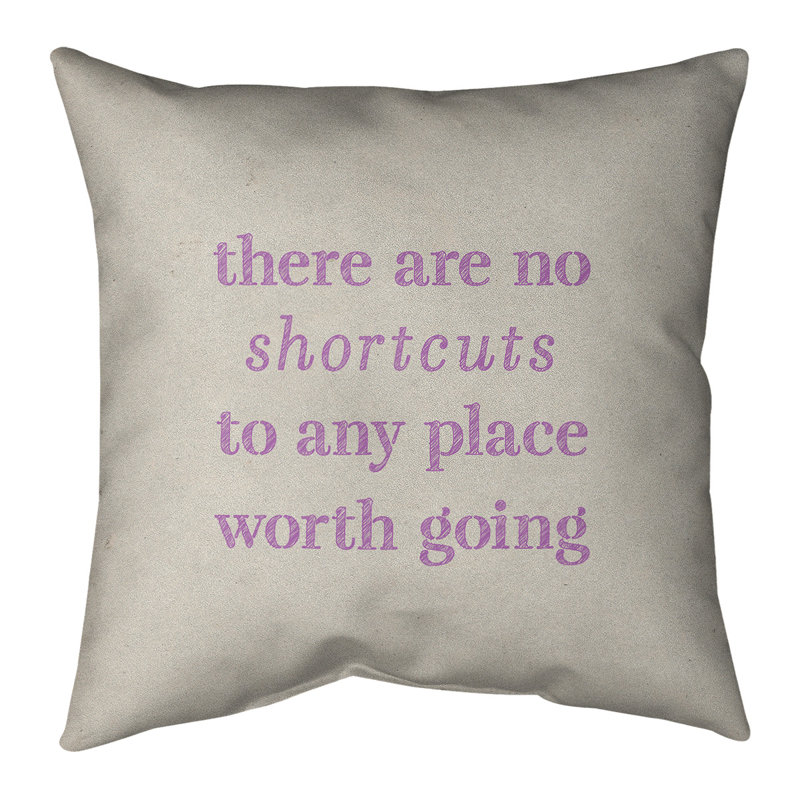 Coussin de cotations à l’écriture, 20 po x 20 po, Blanc / violet