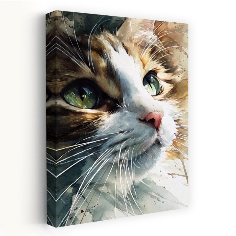 «Curious Cat Eyes», reproduction d'art mural contemporain, 48" H x 32" W