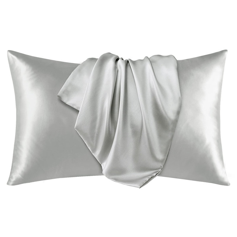 Silk Satin Soft Pillowcases 2 PCS(Cover Only), 20'' x 26'', Light Gray