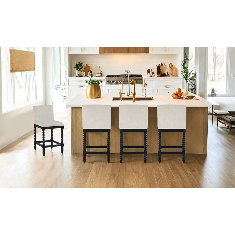 Tabouret de comptoir Tamami, Noir, 4, Blanc