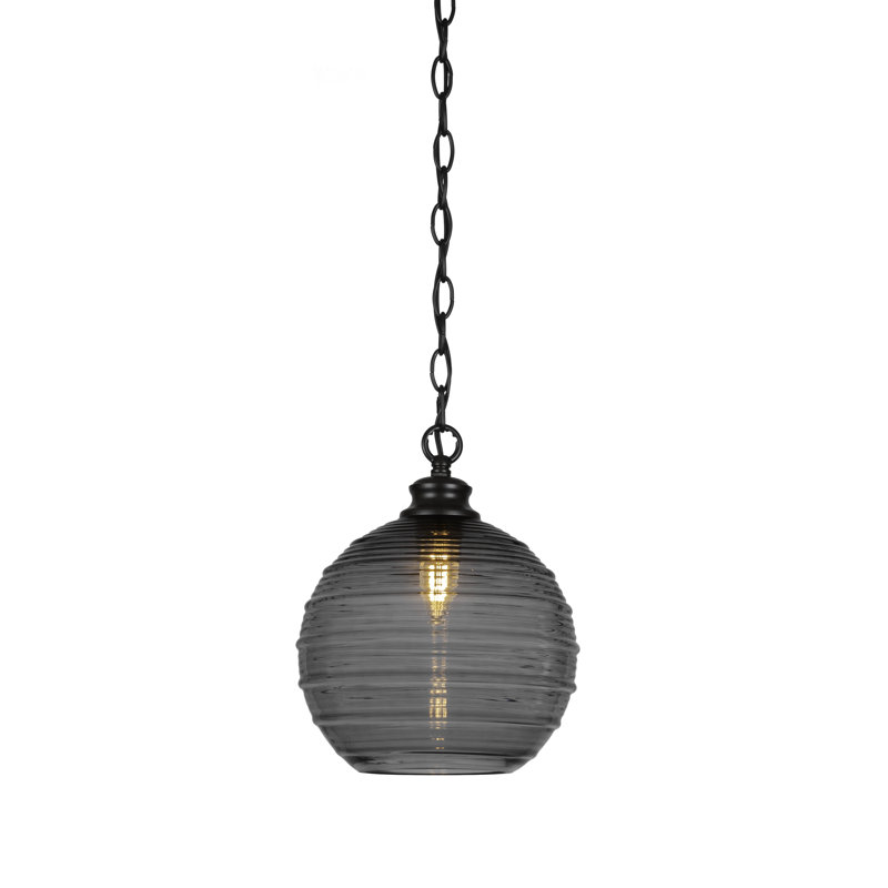 Luminaire suspendu à 1 lumière Malena, Noir, H 87 po x l 10 po x P 10 po, Gris