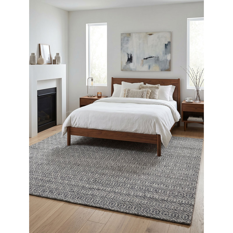 Mantra Geometric Area Rug in Dark Gray, Rectangle 5' x 8'