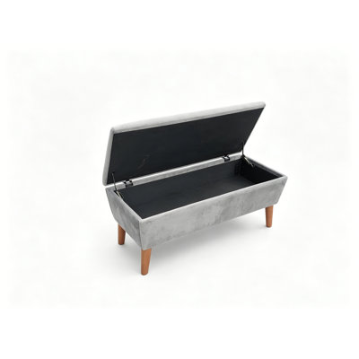 Banc repose-pieds rectangulaire de 42 po en lin, tabouret bas moderne avec repose-pieds en bois massif, banc à chaussures multi-usage et banc de bout de lit pour le salon / chambre à coucher