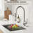 Modern High Arc Single Handle Pull-Down Kitchen Faucet with Deck Plate (Set of 2)-128613741