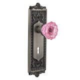 Egg & Dart Plate with Decorative Keyhole and Crystal Pink Door Knob