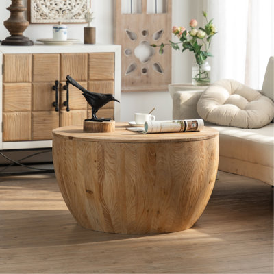 Bucket Shaped Office Lamp Stand - Solid Wood, Spacious Storage For Lamps Living Room Retro Coffee Table Fir Wood & , 21.65 In. Package Height