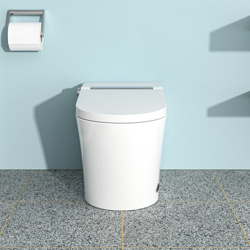 Toilette intelligente avancée avec bidet - ouverture et fermeture automatiques, siège chauffant, lavage à l'eau tiède, sécheuse, affichage à DEL, haute technologie de nuit, chasse d'eau à capteur de pied