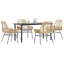 Ensemble repas de patio avec coussins en verre et poly rotin-727446052-727446053-727446107