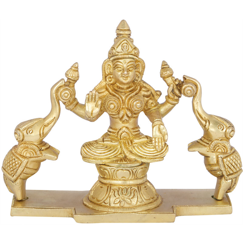 Figurine de bon augure Gajalakshmi en laiton
