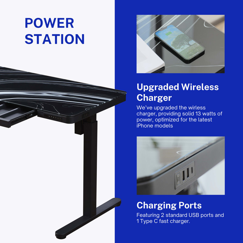 120Cm W Rectangular Standing Desk, Black