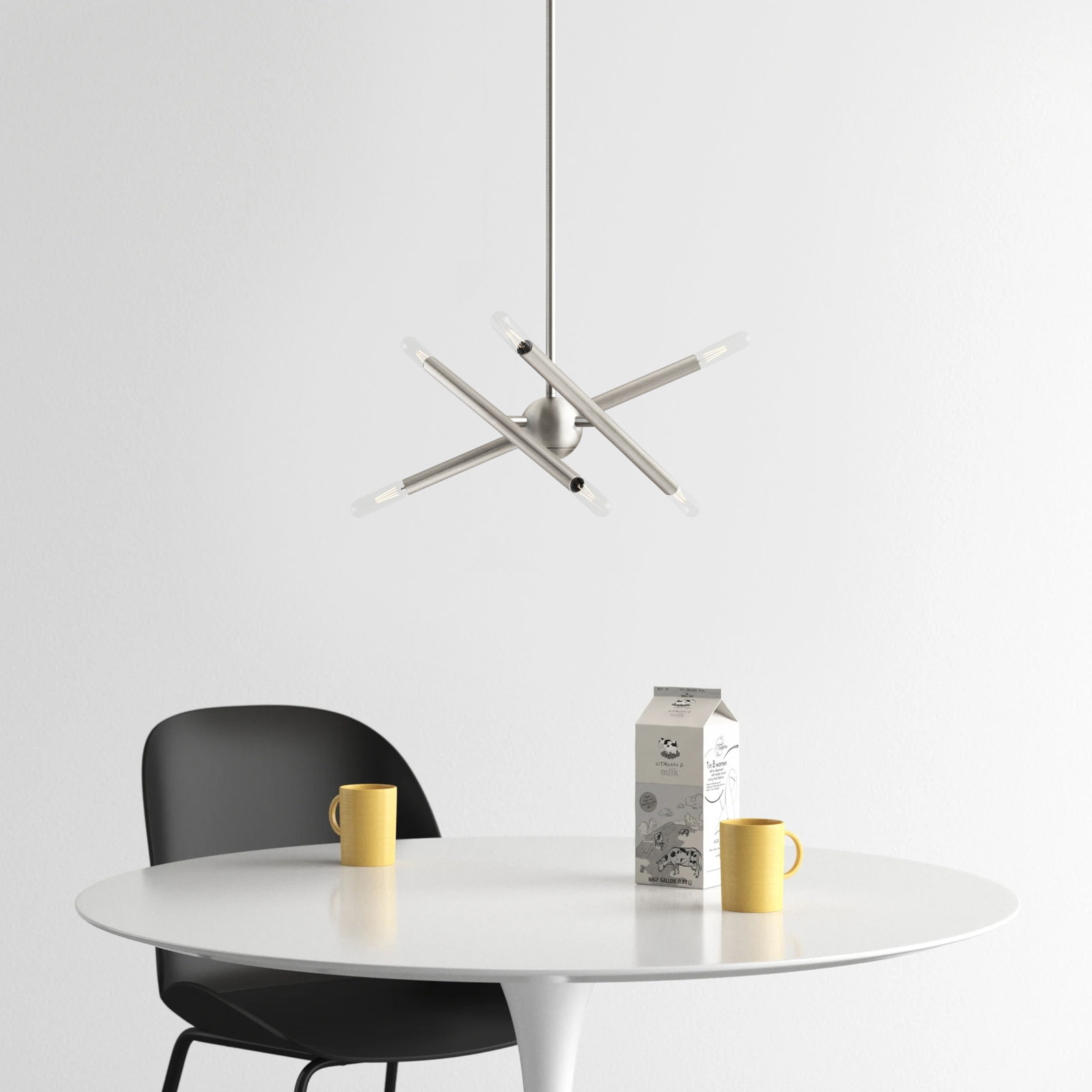 Poco 6 - Light Metal Dimmable Chandelier, Brushed Nickel