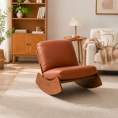 Fauteuil oscillant berçant de 28,4 pouces - structure en bois massif et revêtement de haute qualité; Chaise de lecture et de loisir idéale pour les chambres à coucher et les salons