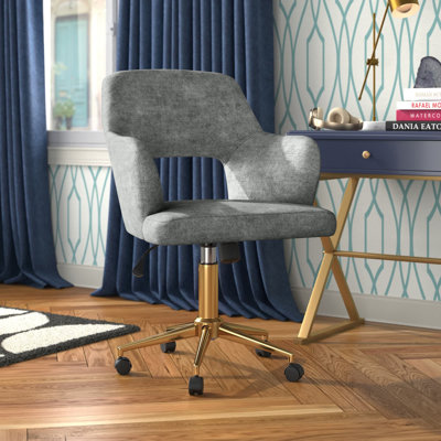 Chaise de bureau pivotante à dossier courbé en tissu de 24 po de largeur