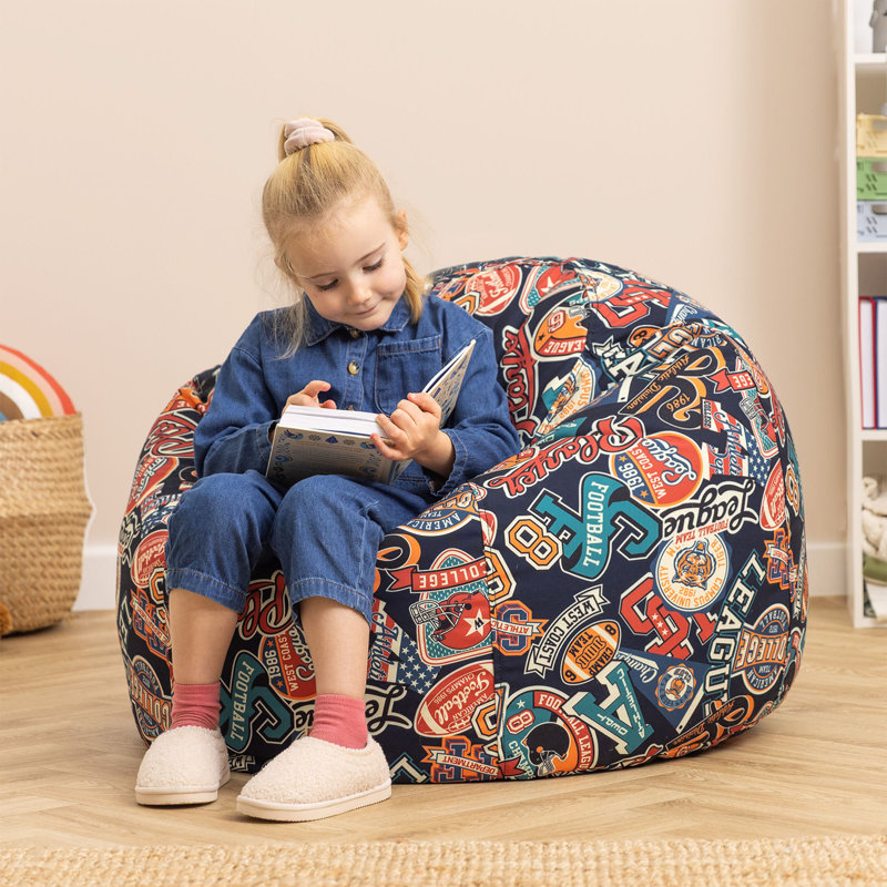 Kids Varsity Footstool Print Classic Bean Bag, Multicolour