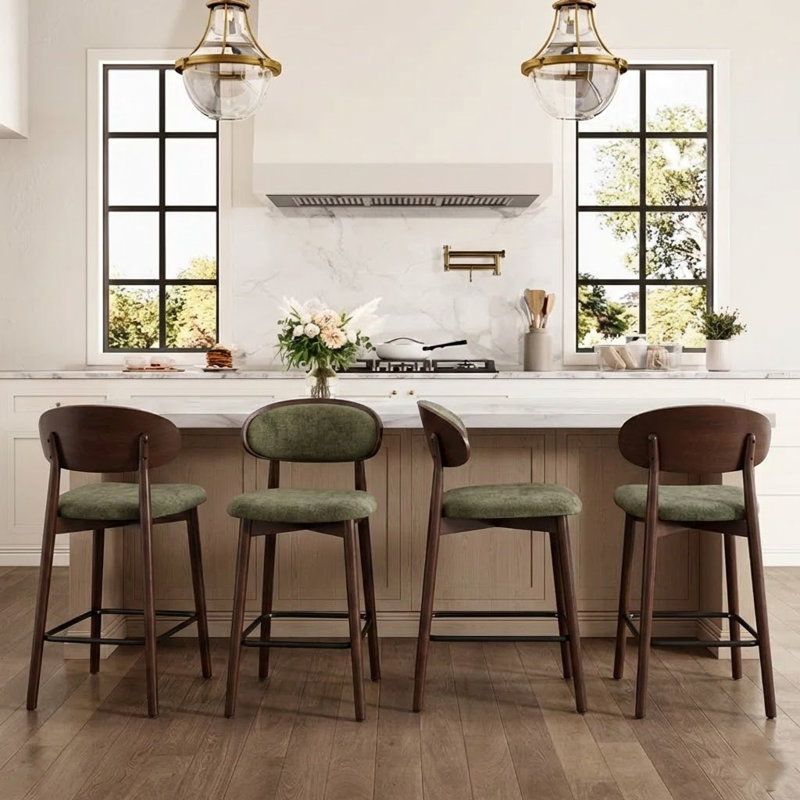 Tabouret de comptoir en bois massif, Vert
