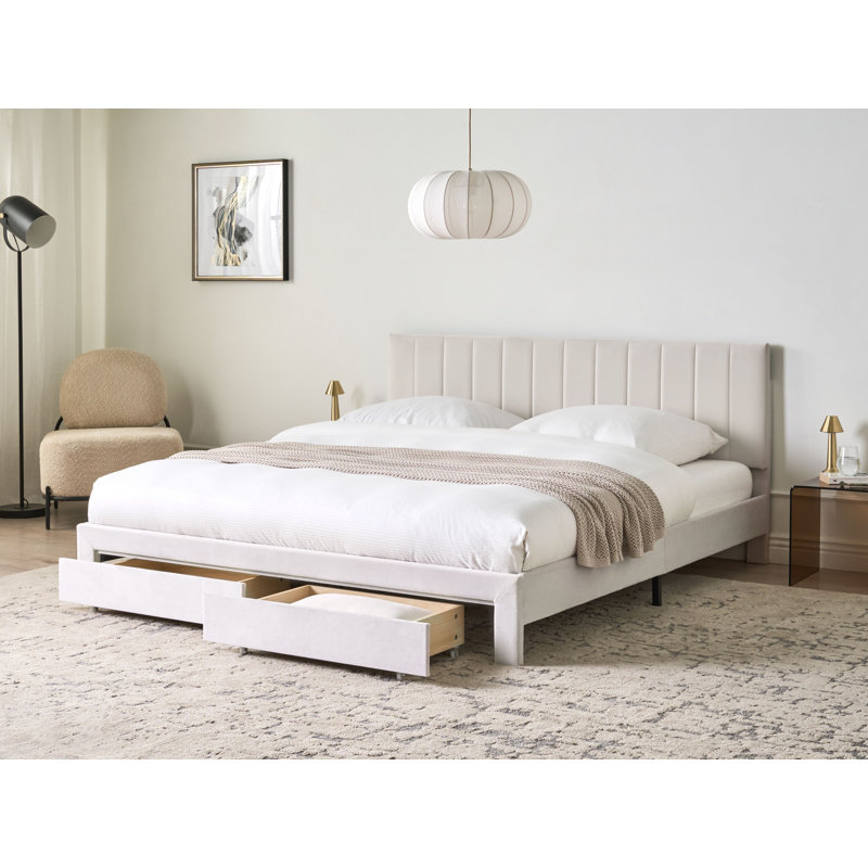Upholstered Storage Bed, Off White, Super King (6')