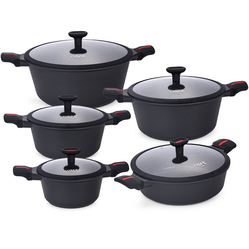 Caannasweis 10 Pieces Granite Nonstick Cookware Sets